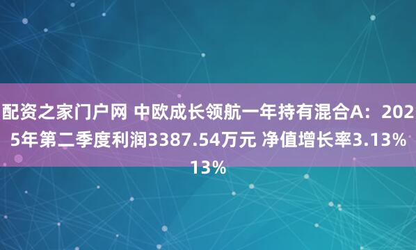 配资之家门户网 中欧成长领航一年持有混合A：2025年第二季度利润3387.54万元 净值增长率3.13%