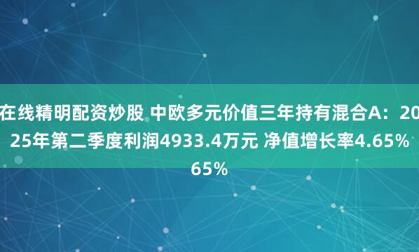 在线精明配资炒股 中欧多元价值三年持有混合A：2025年第二季度利润4933.4万元 净值增长率4.65%